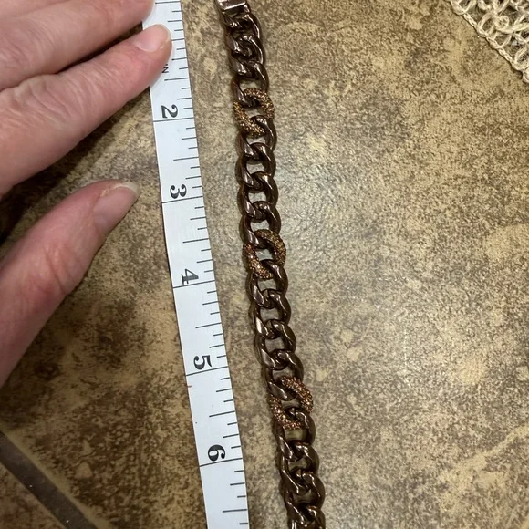 Vintage Givenchy 4G Cuban Link Bracelet Chunky Crystal Gunmetal Chain Unisex - Picture 13 of 13